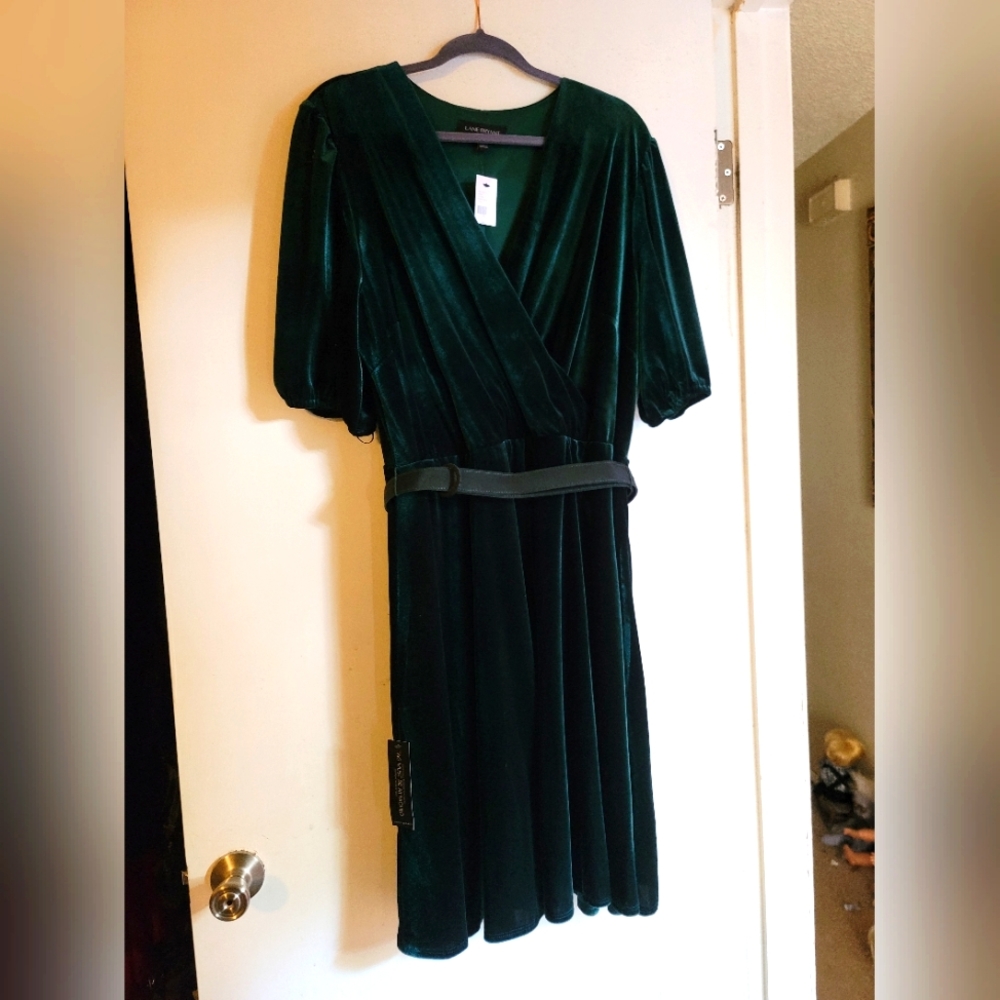 Emerald green velvet party dress NWT